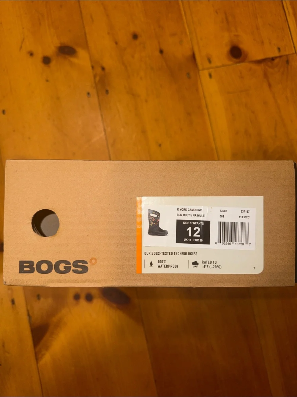 Bogs Kids Black Rain Winter Boots Green Orange Camo Dinos 12 kids